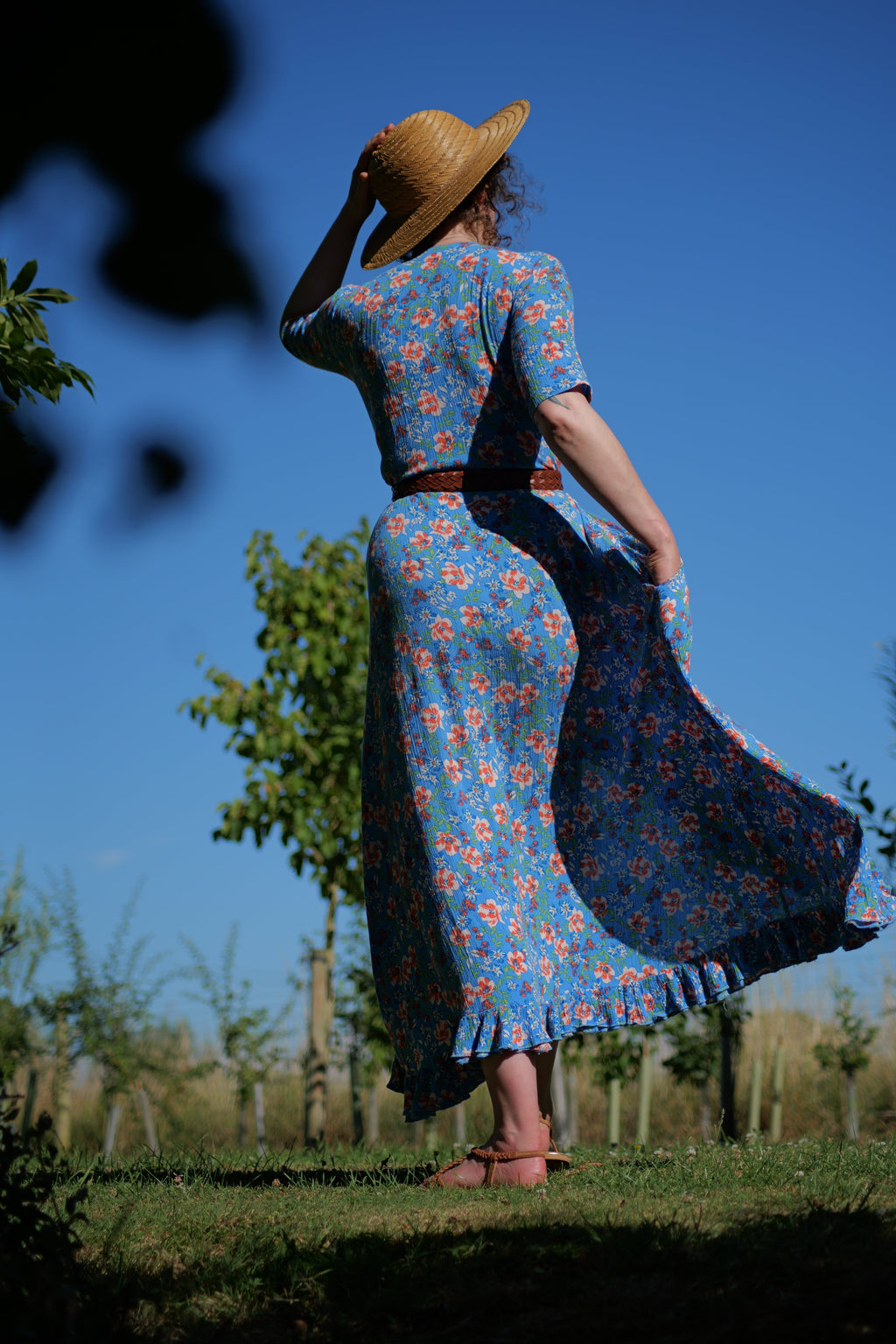 Belle Blue Floral Cotton Summer Dress
