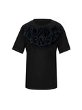 Black Middle Large Rose Black Cotton T-Shirt