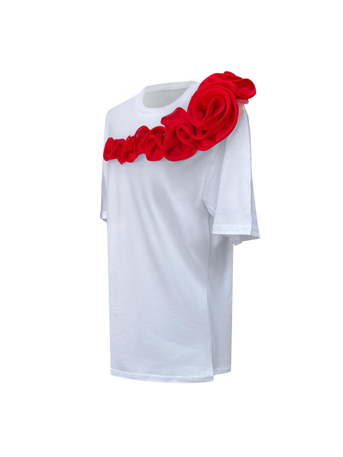 Red Rose Toma White Cotton T-Shirt