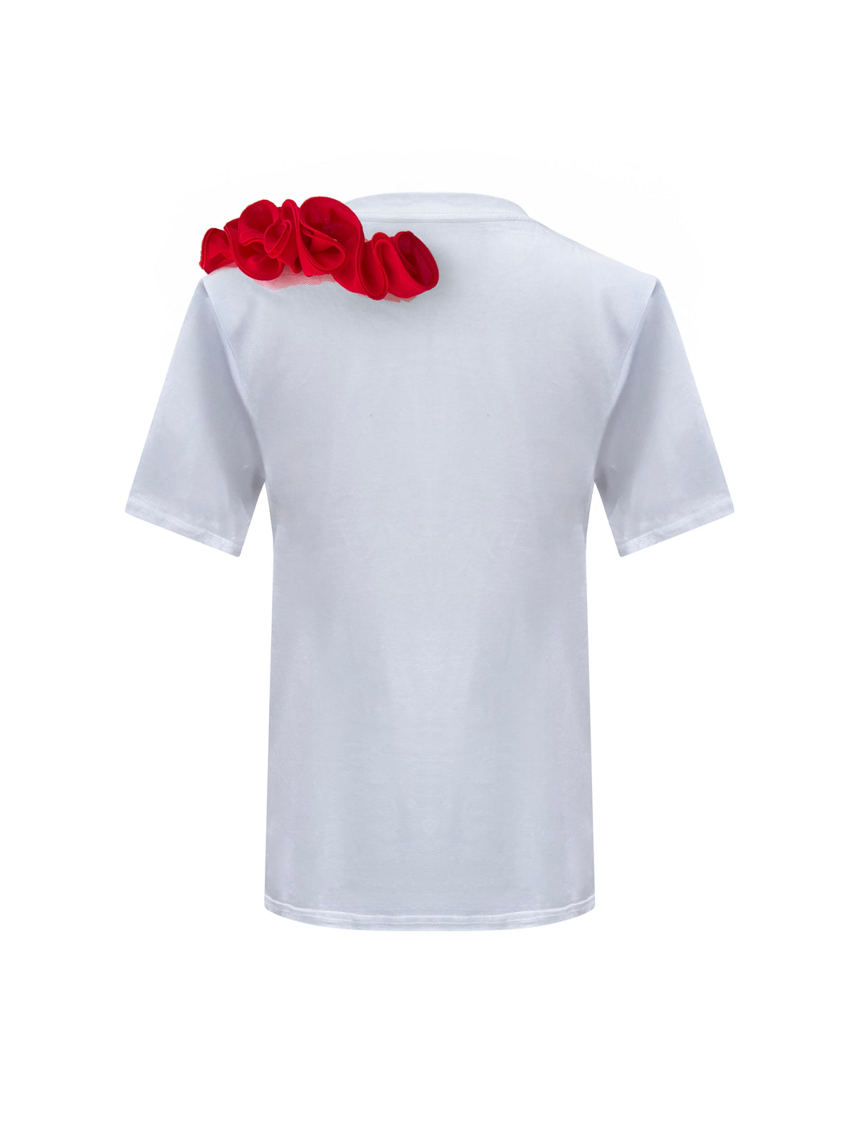 Red Rose Toma White Cotton T-Shirt