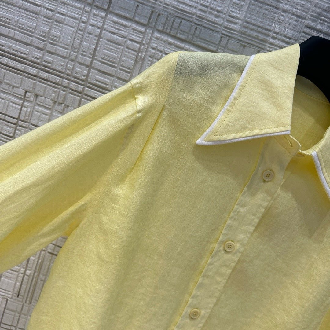Women‘s Linen Shorts Suit /  Oversized Shirt + Shorts in Purple, Yellow, Pink