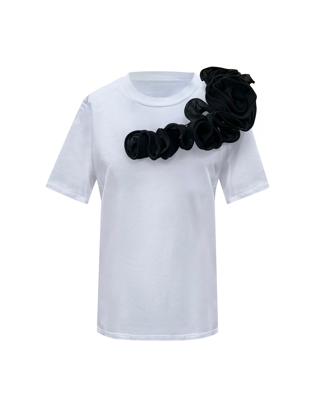 Black Roses One Shoulder Cotton T-Shirt