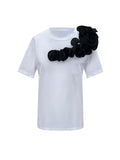 Black Roses One Shoulder Cotton T-Shirt