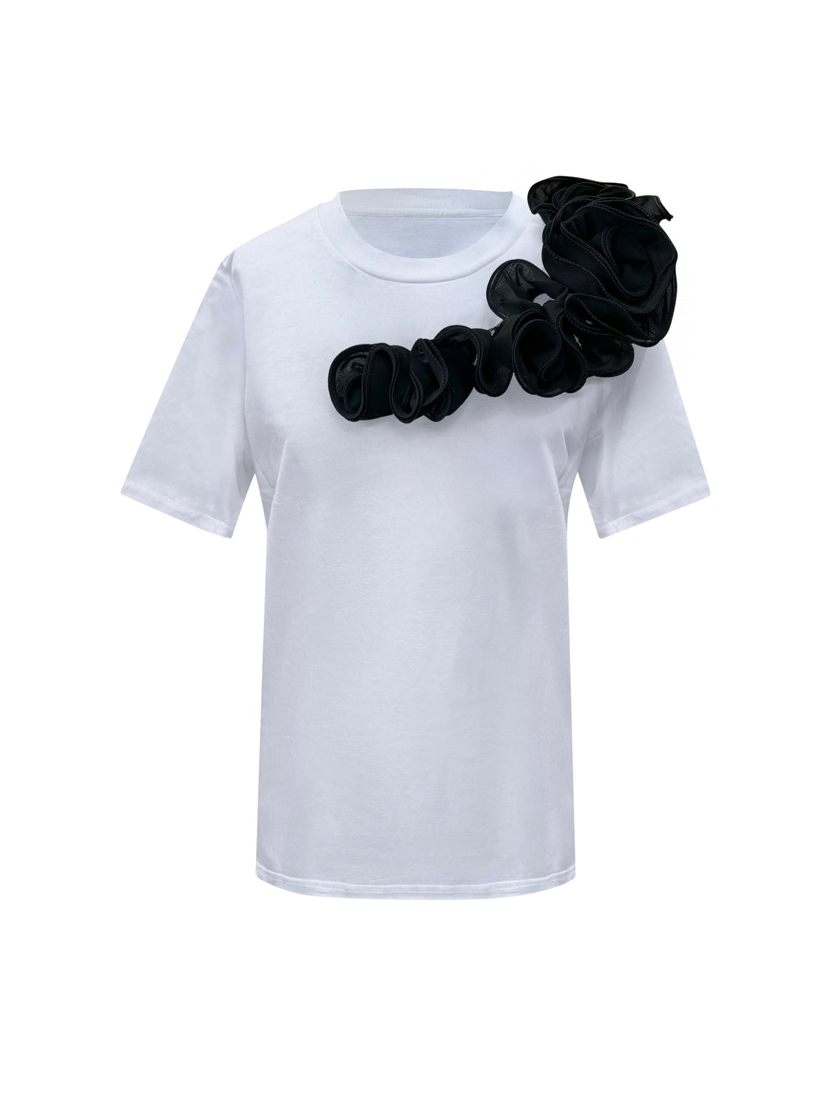 Black Roses One Shoulder Cotton T-Shirt