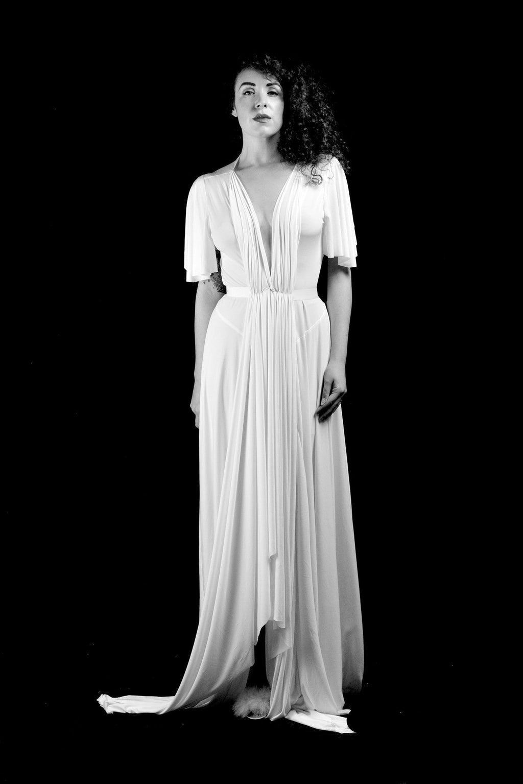 Bridal Draped Silk Jersey Gown - Paulette