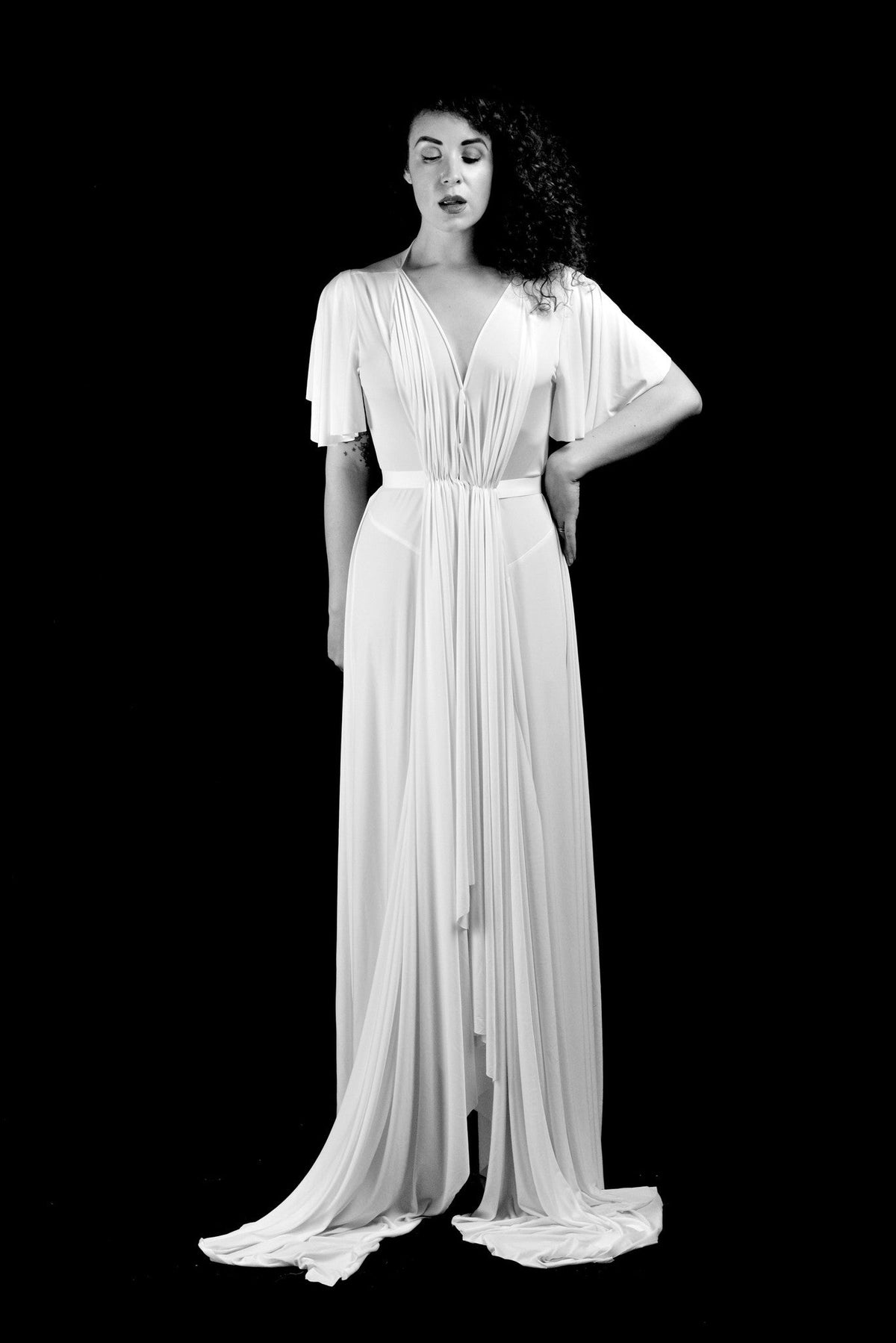 Bridal Draped Silk Jersey Gown - Paulette
