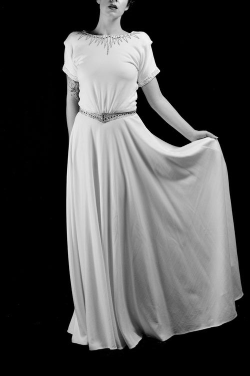 1940 - Beaded Crepe Jersey Dress - S/M (sample)
