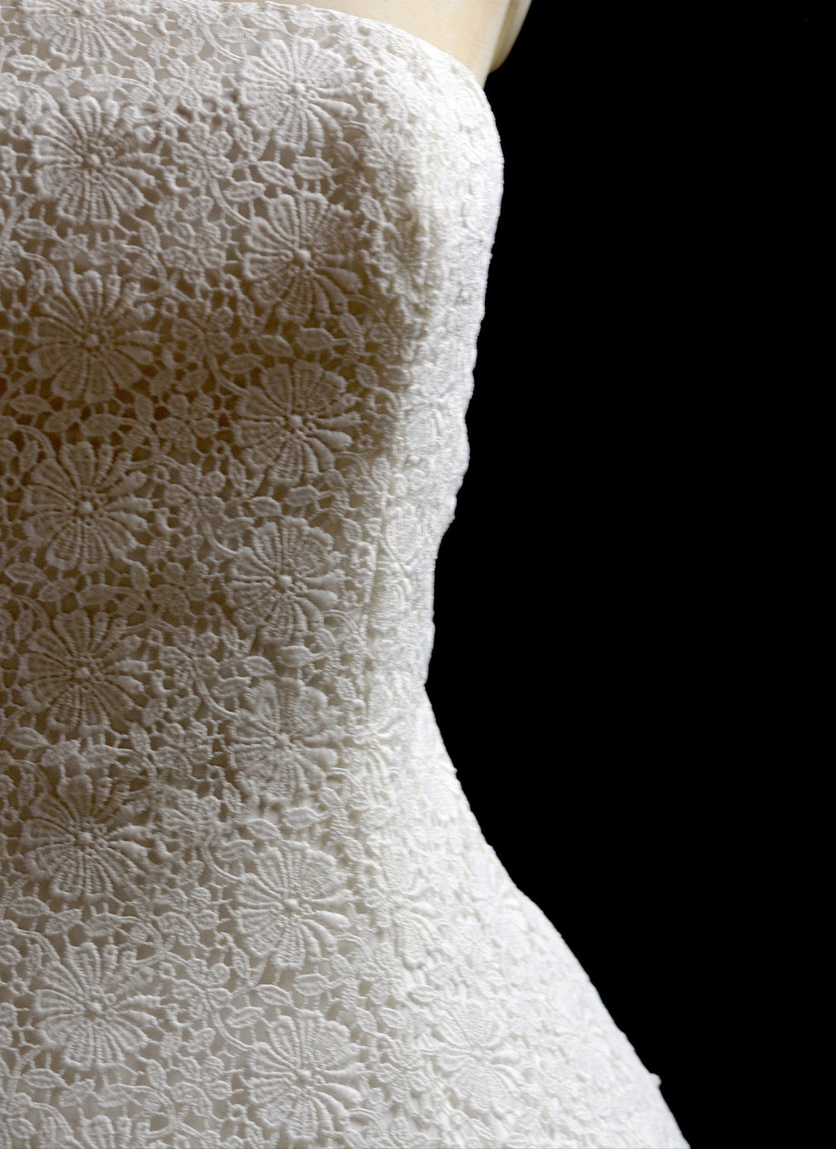 1950 - (reserved) Strapless Ivory Guipure Lace Midi Dress