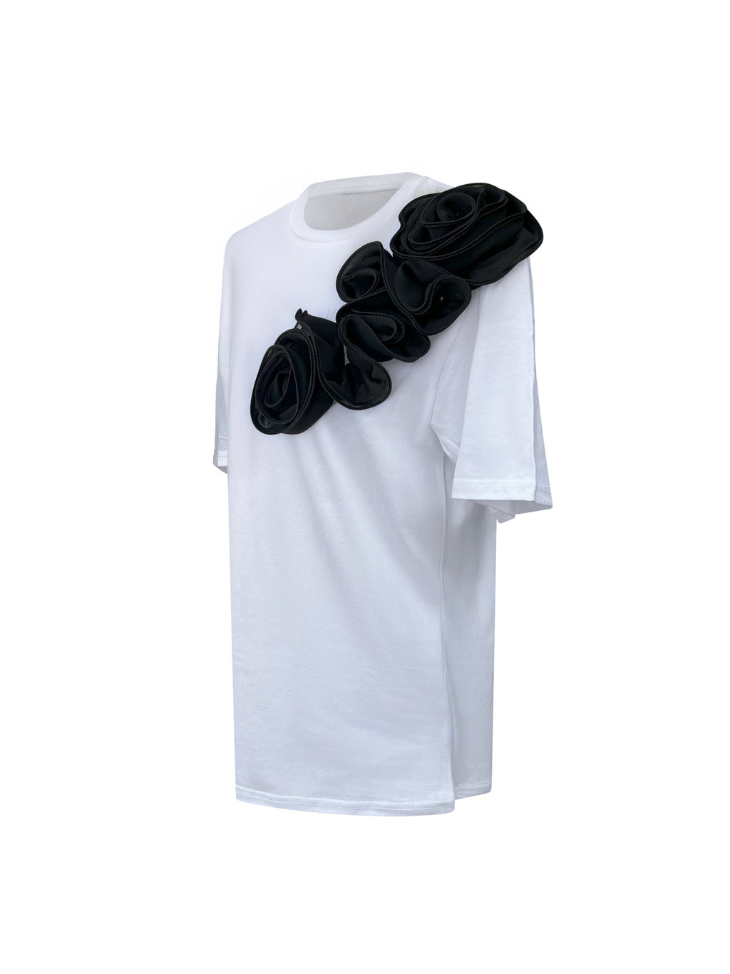 Black Roses Cotton White T-Shirt