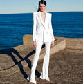Women One-Button Blazer + Flare Trousers Suit - 6 Colors Available
