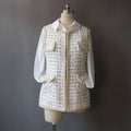 Women's Designer Inspired CUSTOM MADE Golden Check Pattern Tweed Vest Gilet