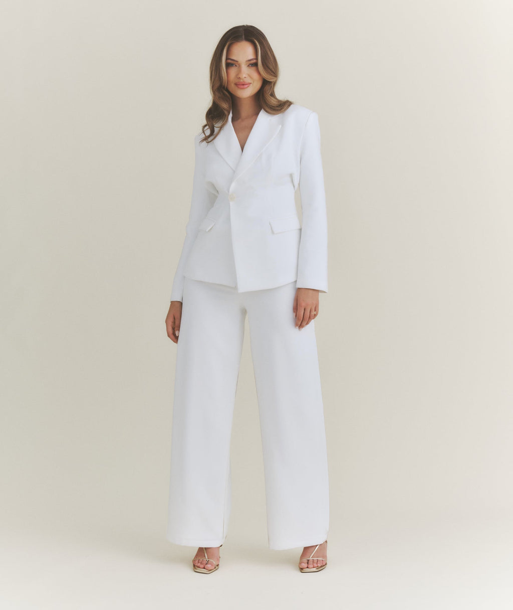 Asymmetrical Tailored Jacket - White