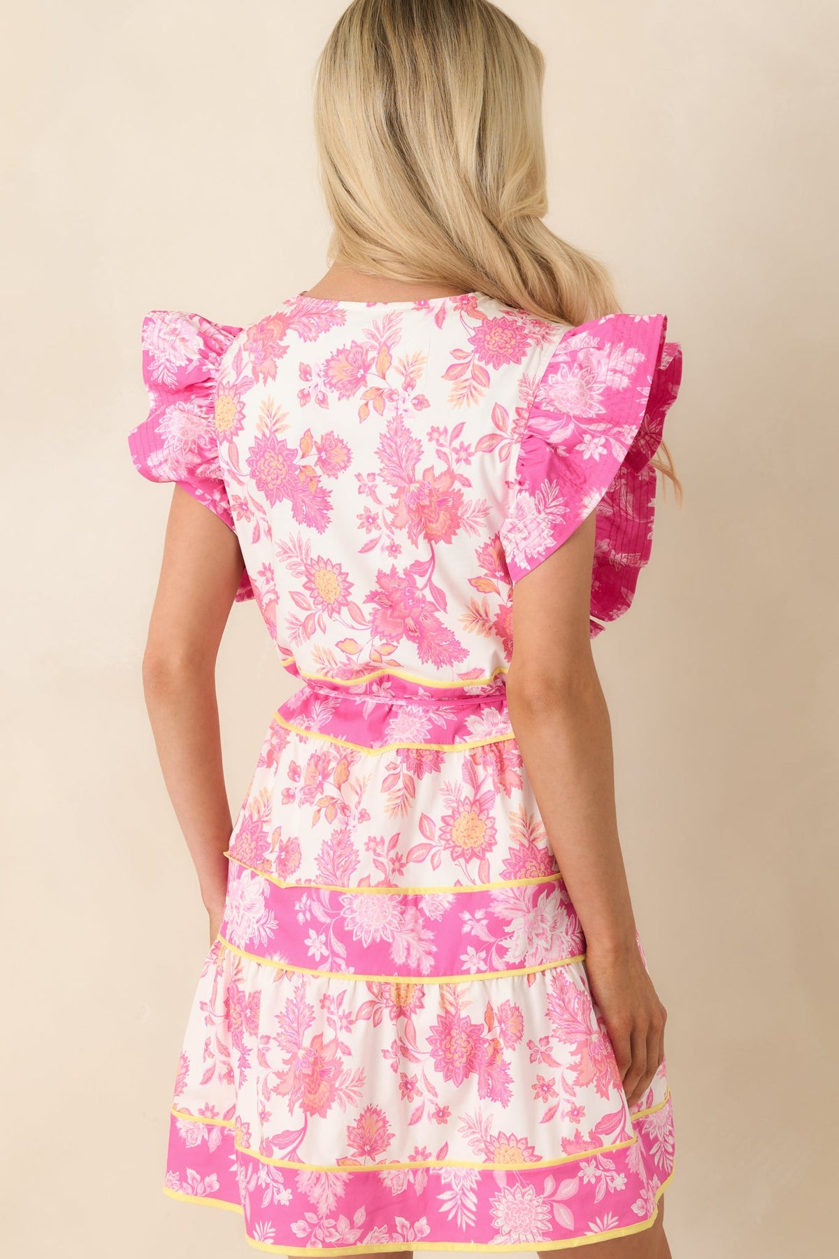 Sunshine & Sweet Whispers Pink Floral Cotton Mini Dress