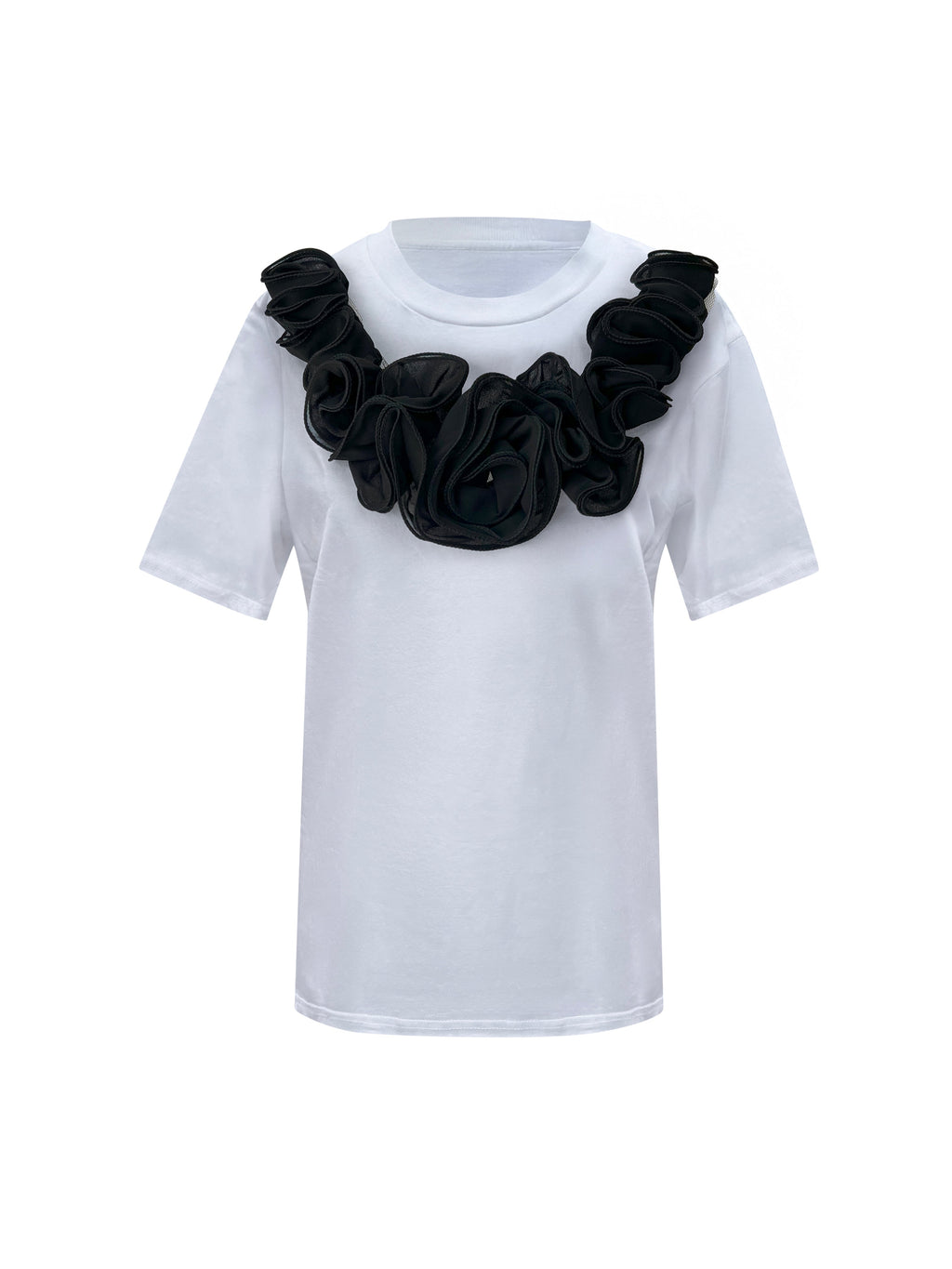 Black Middle Rose Toma Cotton T-Shirt