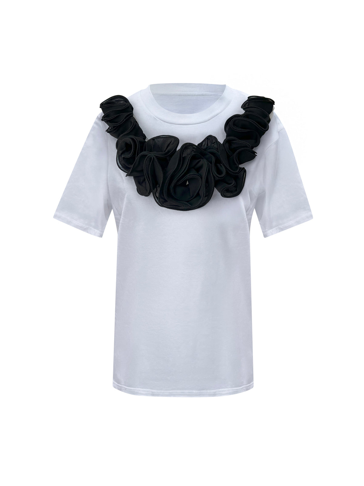 Black Middle Rose Toma Cotton T-Shirt