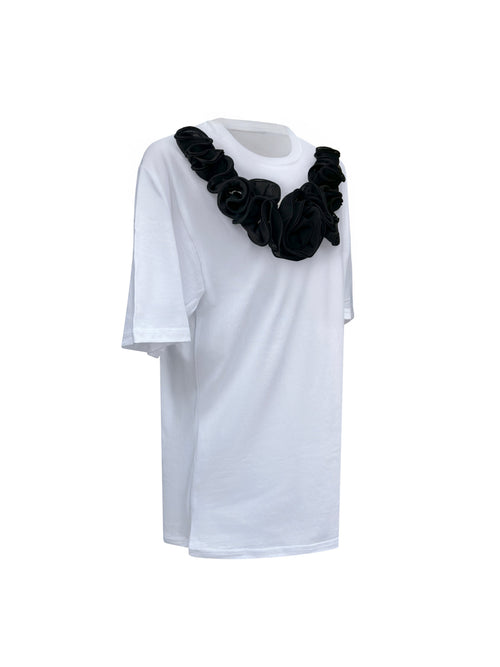 Black Middle Rose Toma Cotton T-Shirt