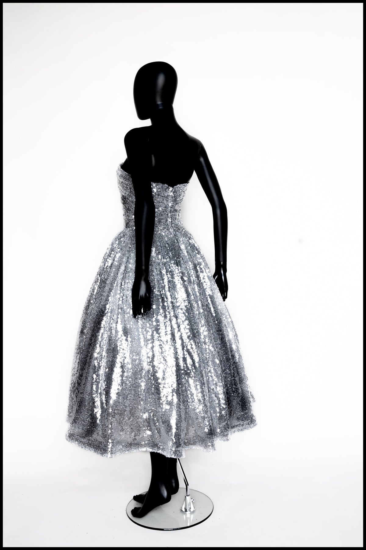 Enchanted - Silver Sequinned tulle Midi Dress - S