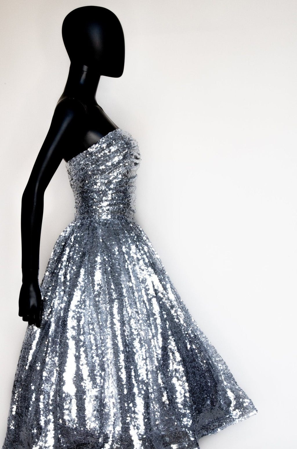 Enchanted - Silver Sequinned tulle Midi Dress - S