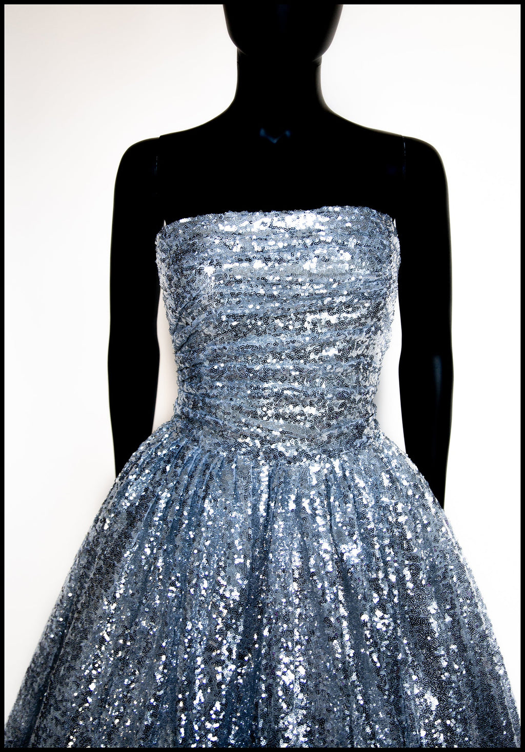Enchanted - Silver Sequinned tulle Midi Dress - S