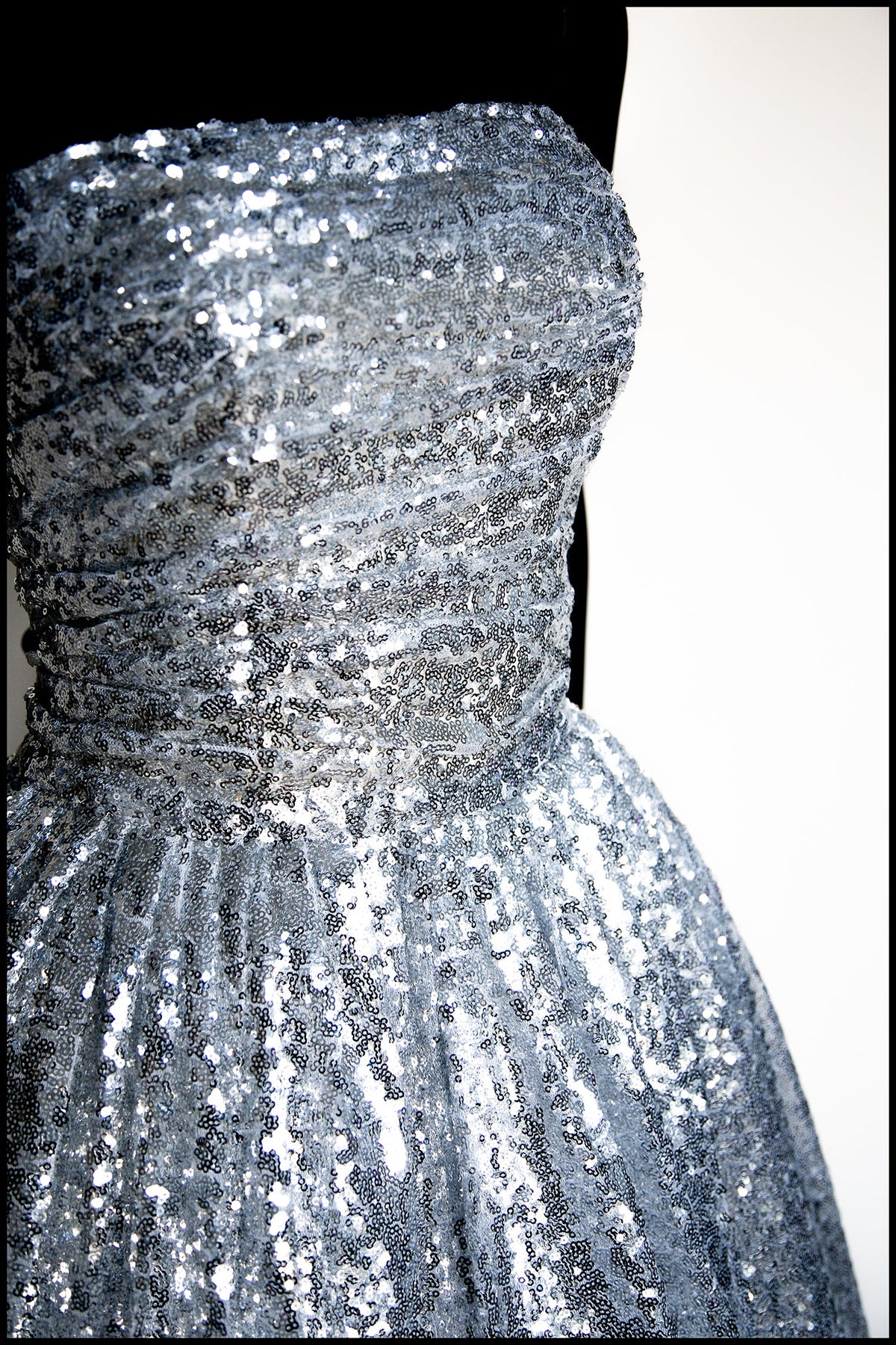 Enchanted - Silver Sequinned tulle Midi Dress - S