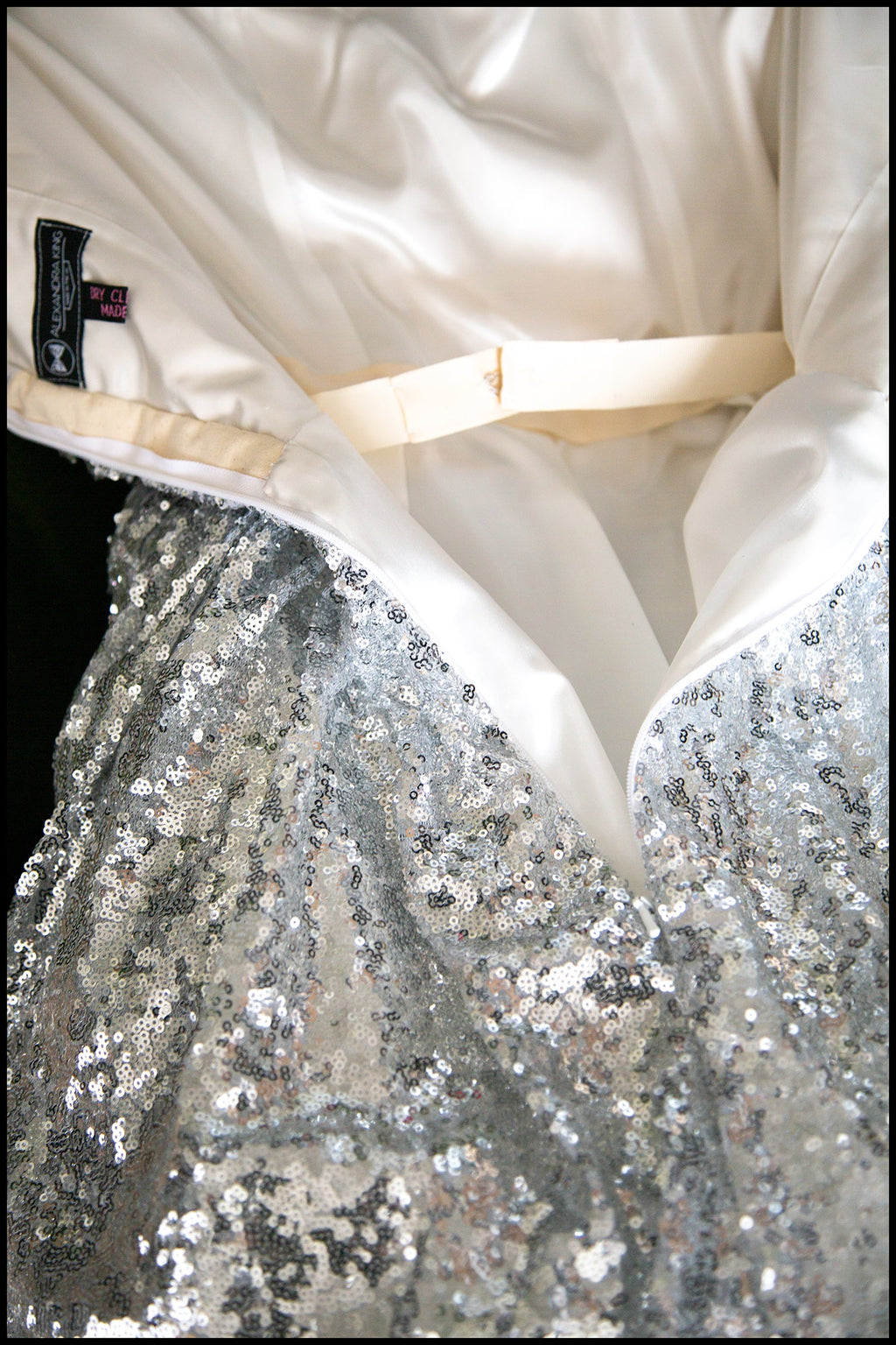 Enchanted - Silver Sequinned tulle Midi Dress - S