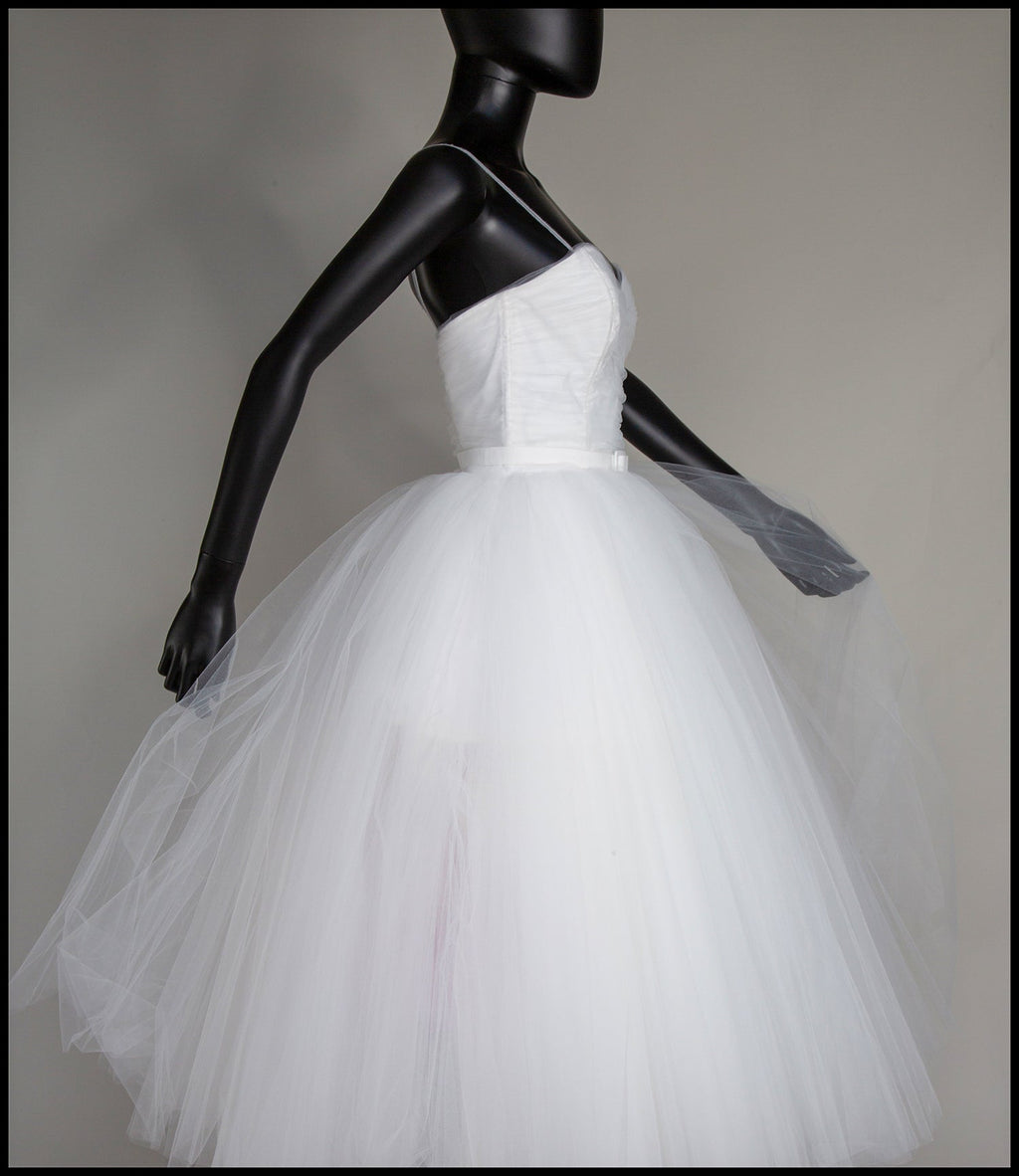 Ivory Tulle Ballerina Midi Wedding Dress