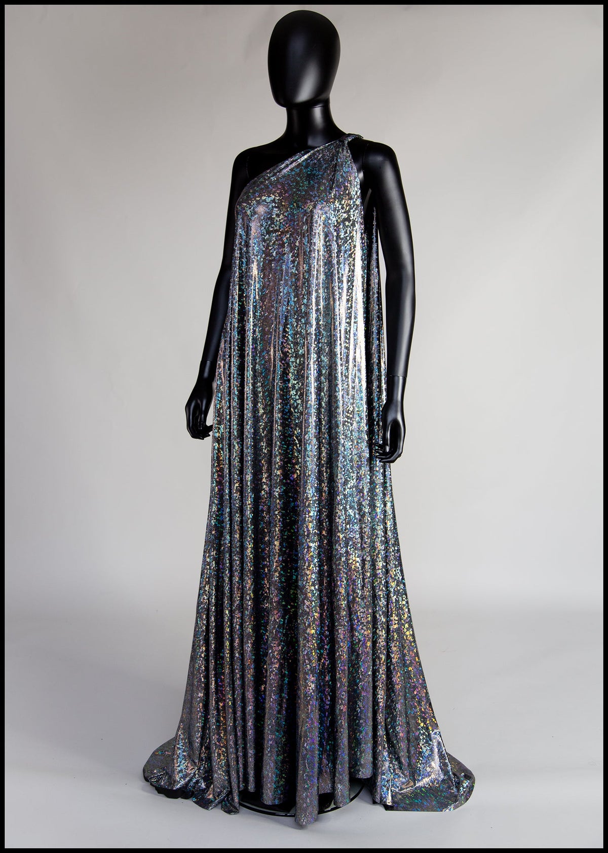 Cher - One Shoulder Silver Holographic Gown