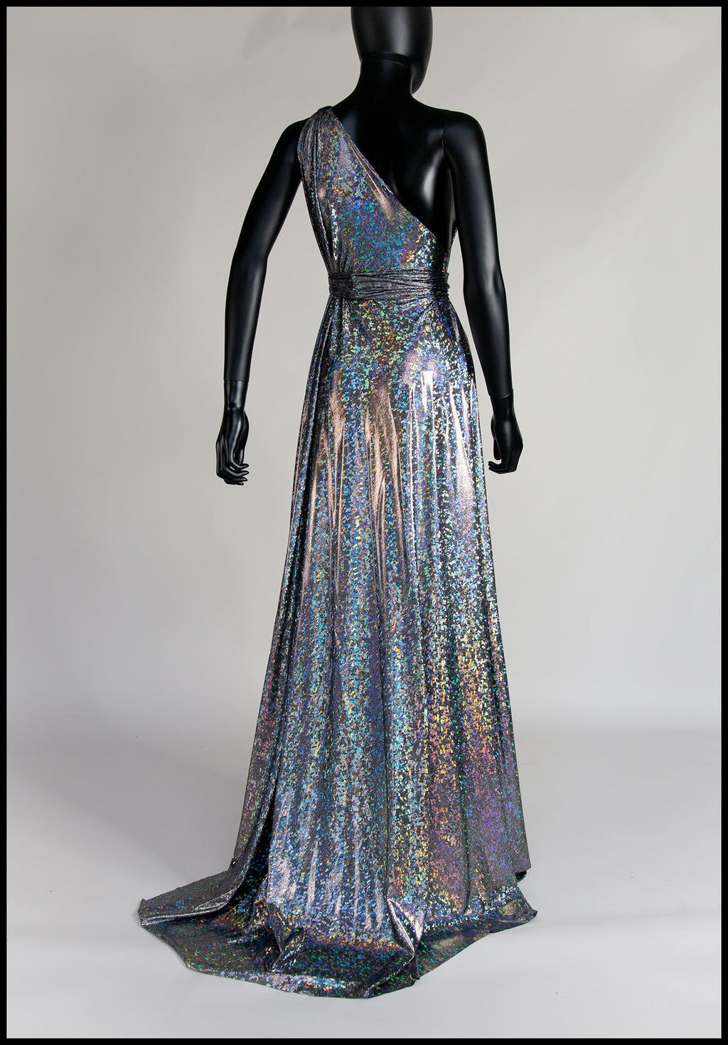 Cher - One Shoulder Silver Holographic Gown