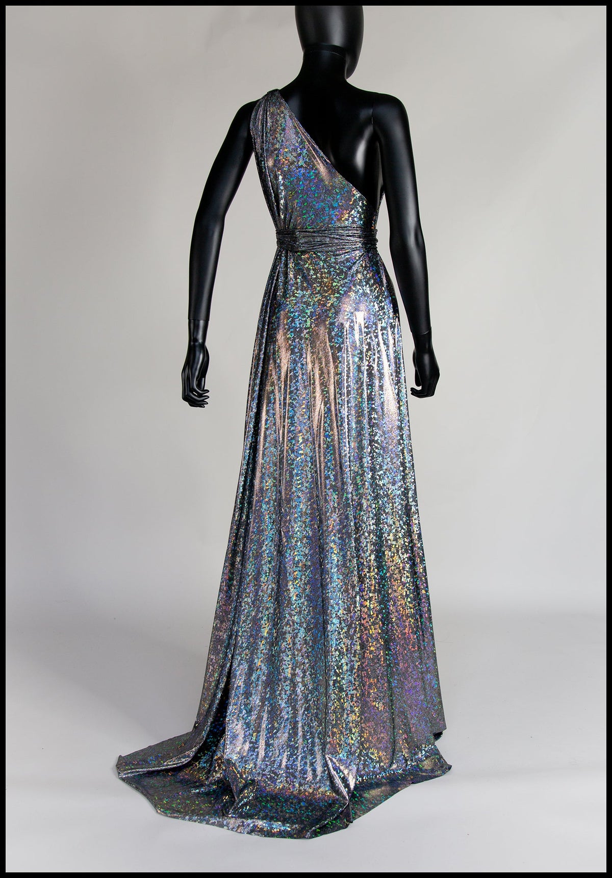 Cher - One Shoulder Silver Holographic Gown