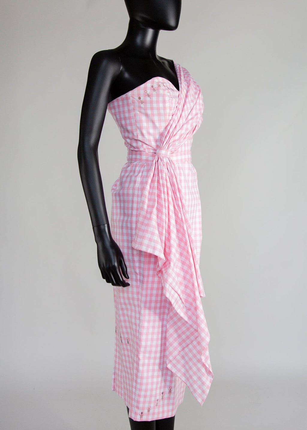 Pink Gingham Cotton Midi Dress