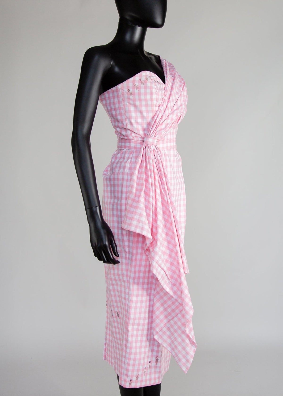 Pink Gingham Cotton Midi Dress