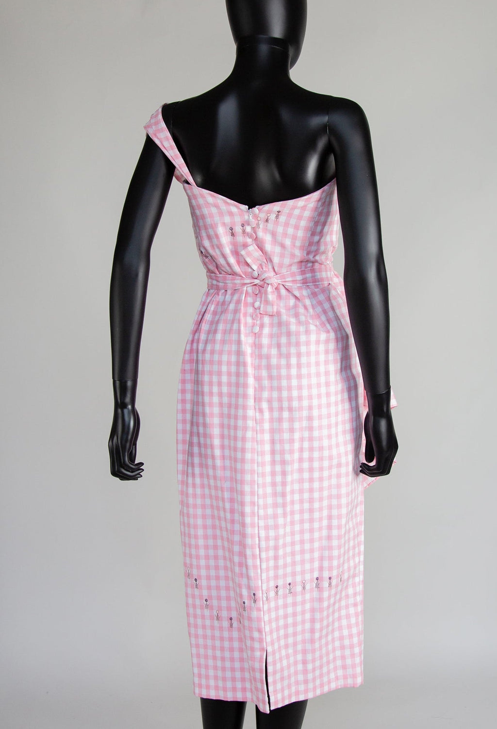 Pink Gingham Cotton Midi Dress