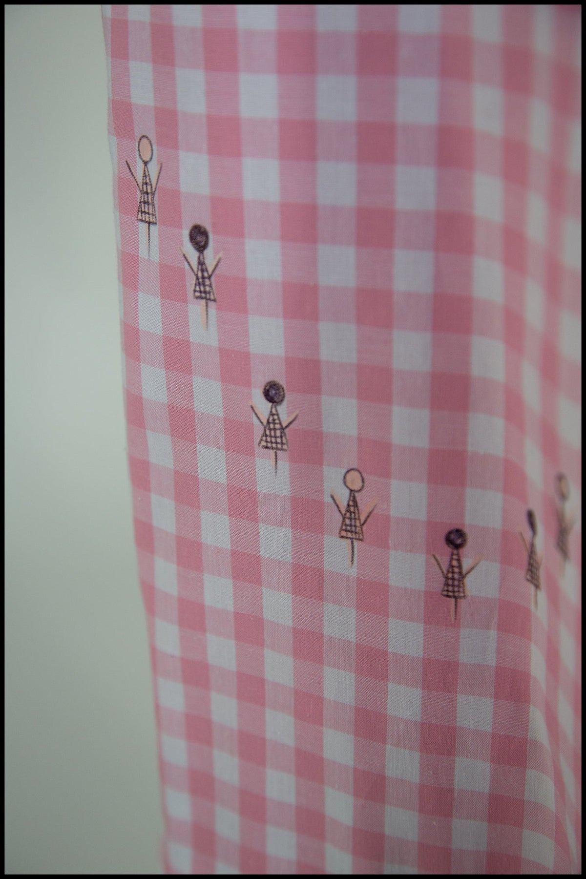 Pink Gingham Cotton Midi Dress