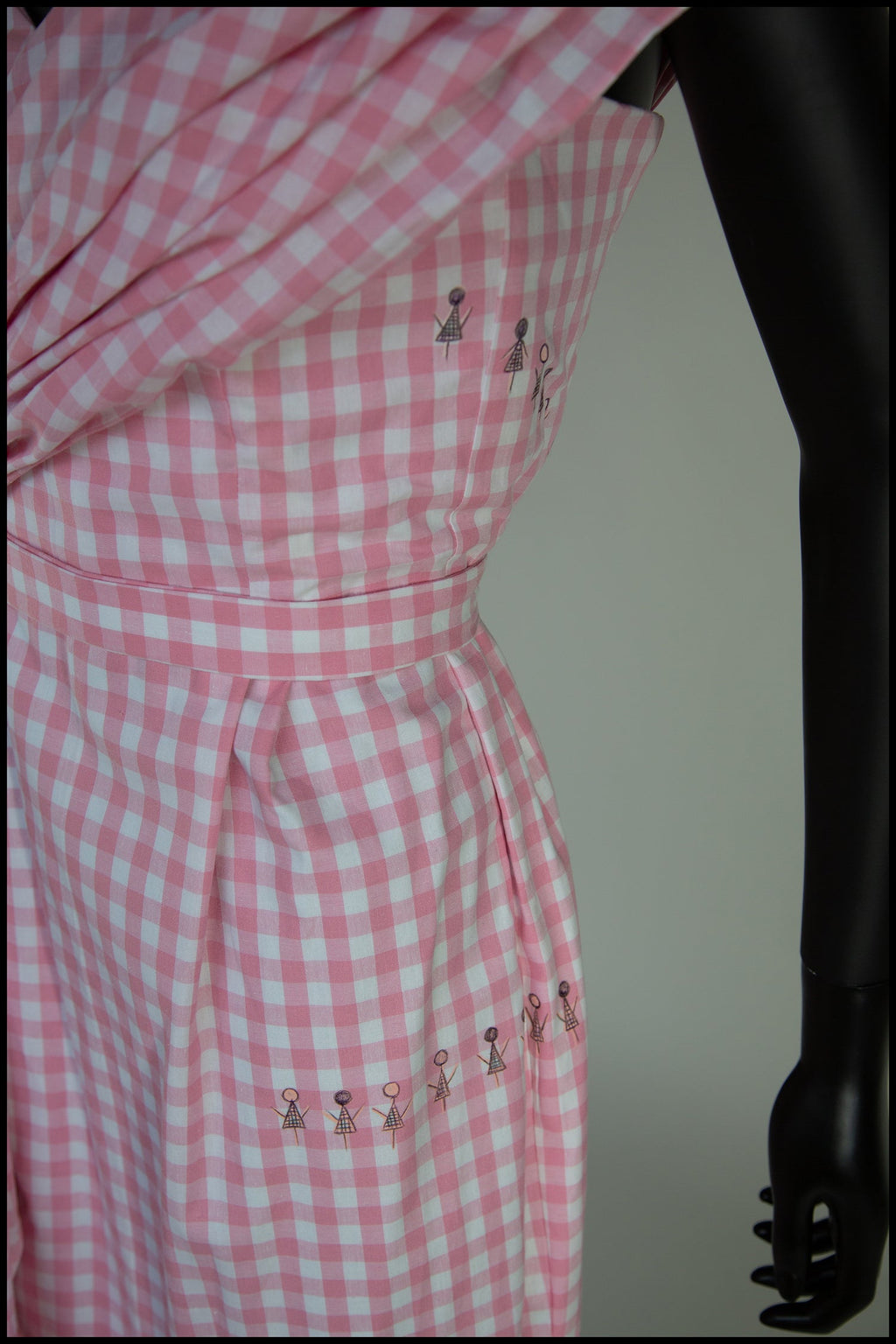 Pink Gingham Cotton Midi Dress