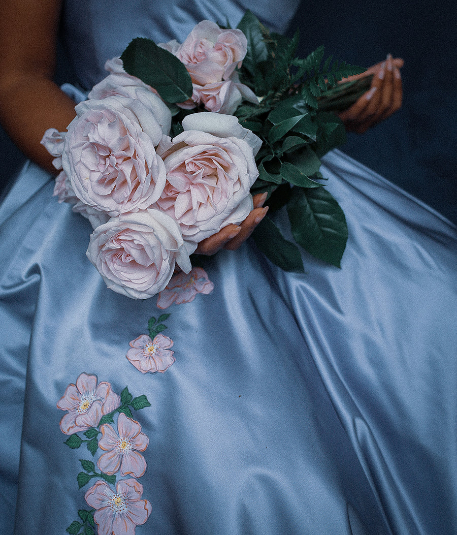 Brier Rose - Blue Silk Duchess Satin Dress