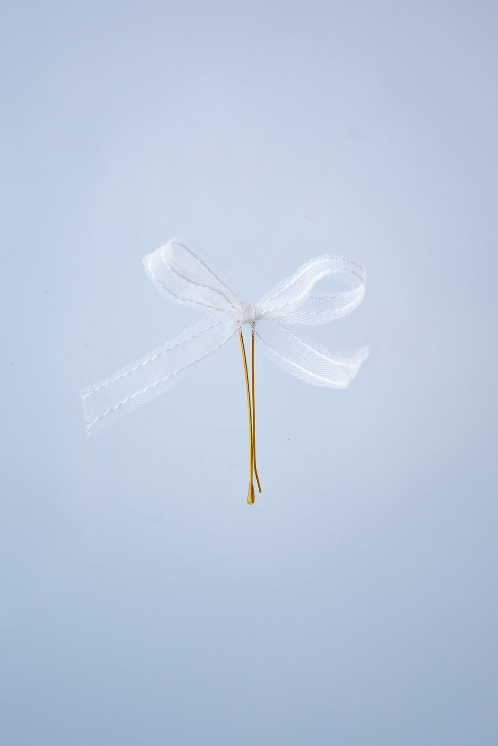 Bridal White Tulle Bow Bobby Pins - Set of 3