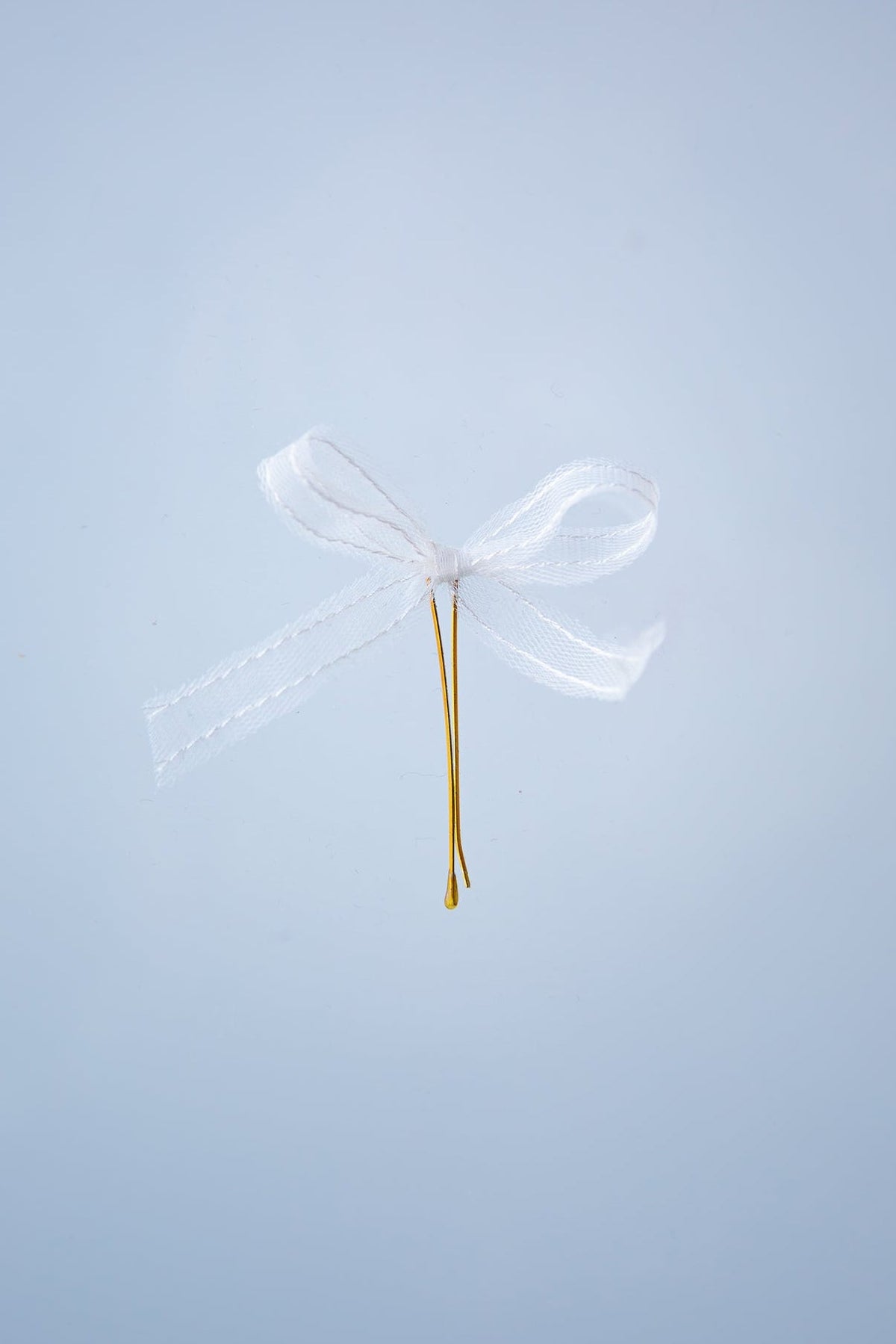 Bridal White Tulle Bow Bobby Pins - Set of 3