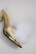 Bridal White Marabou Feather Pom Pom Shoe Clips