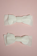 Ivory Velvet Bow Shoe Clips