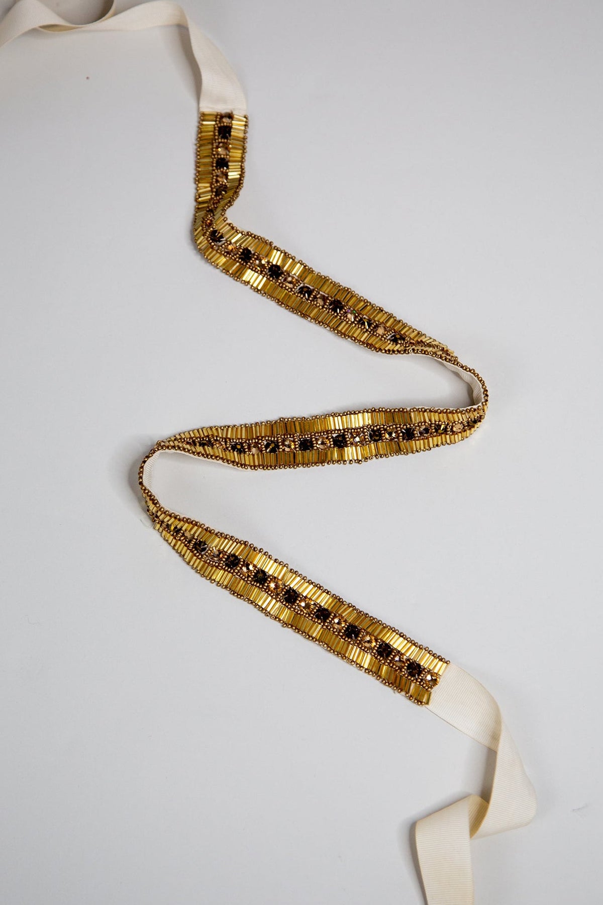 Bridal Gold Art Deco Crystal Beaded Belt