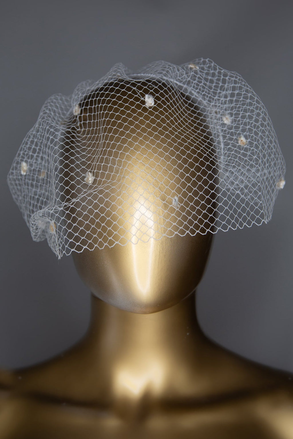 Ivory Dot Birdcage Veil Headpiece