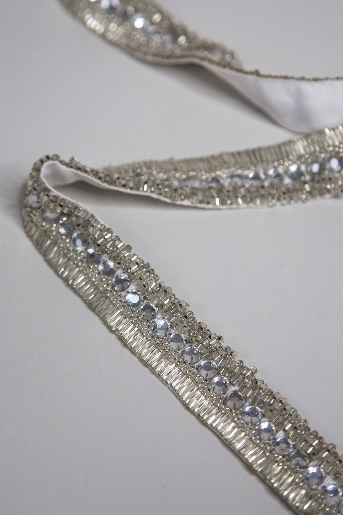 Bridal Silver Deco Hand Beaded Crystal Belt