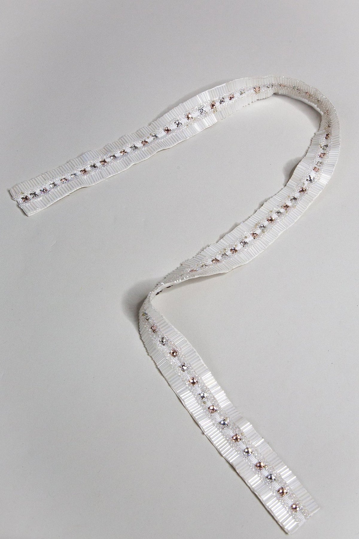 White and Pink Crystal Beaded Belt