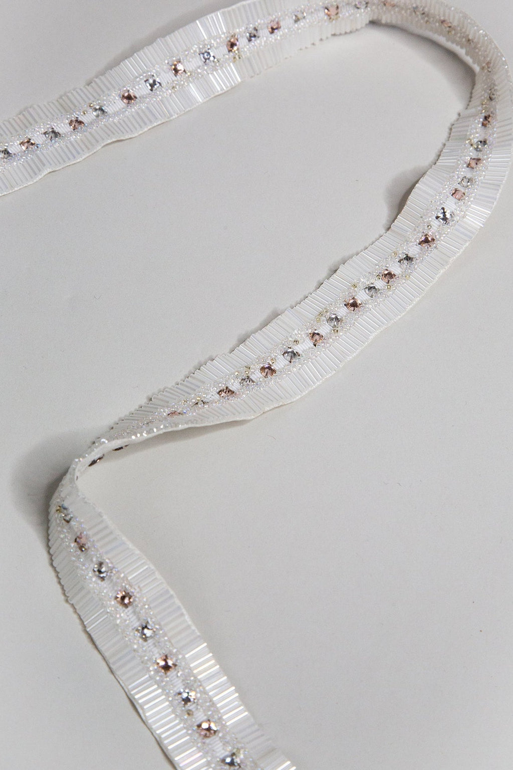 White and Pink Crystal Beaded Belt
