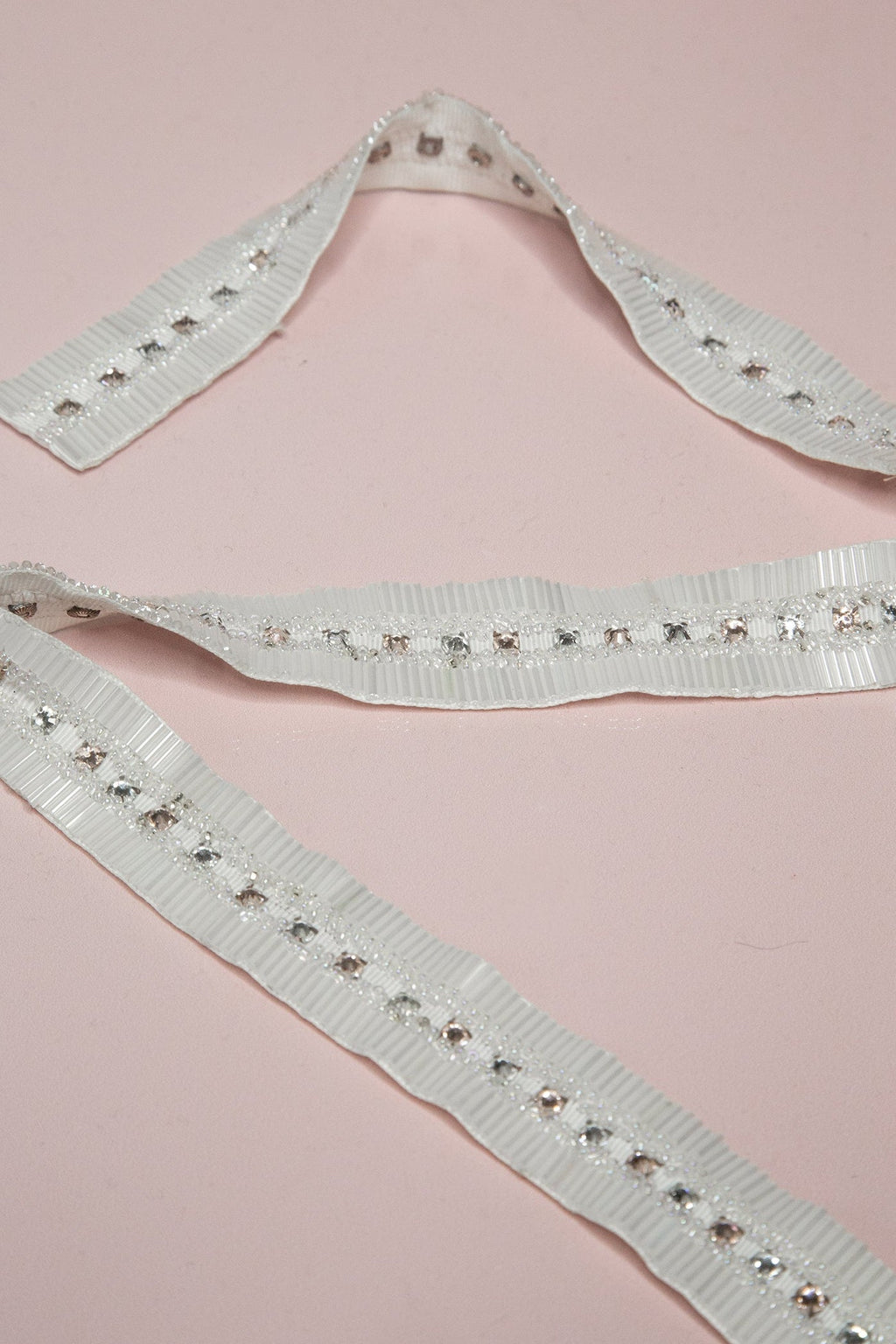 White and Pink Crystal Beaded Belt