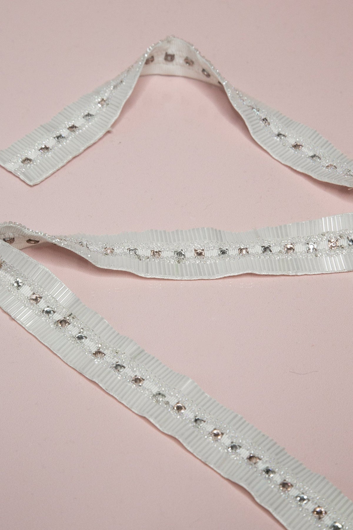 White and Pink Crystal Beaded Belt
