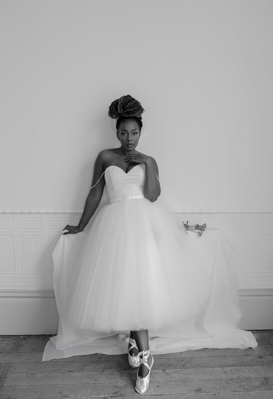 Ivory Tulle Ballerina Midi Wedding Dress