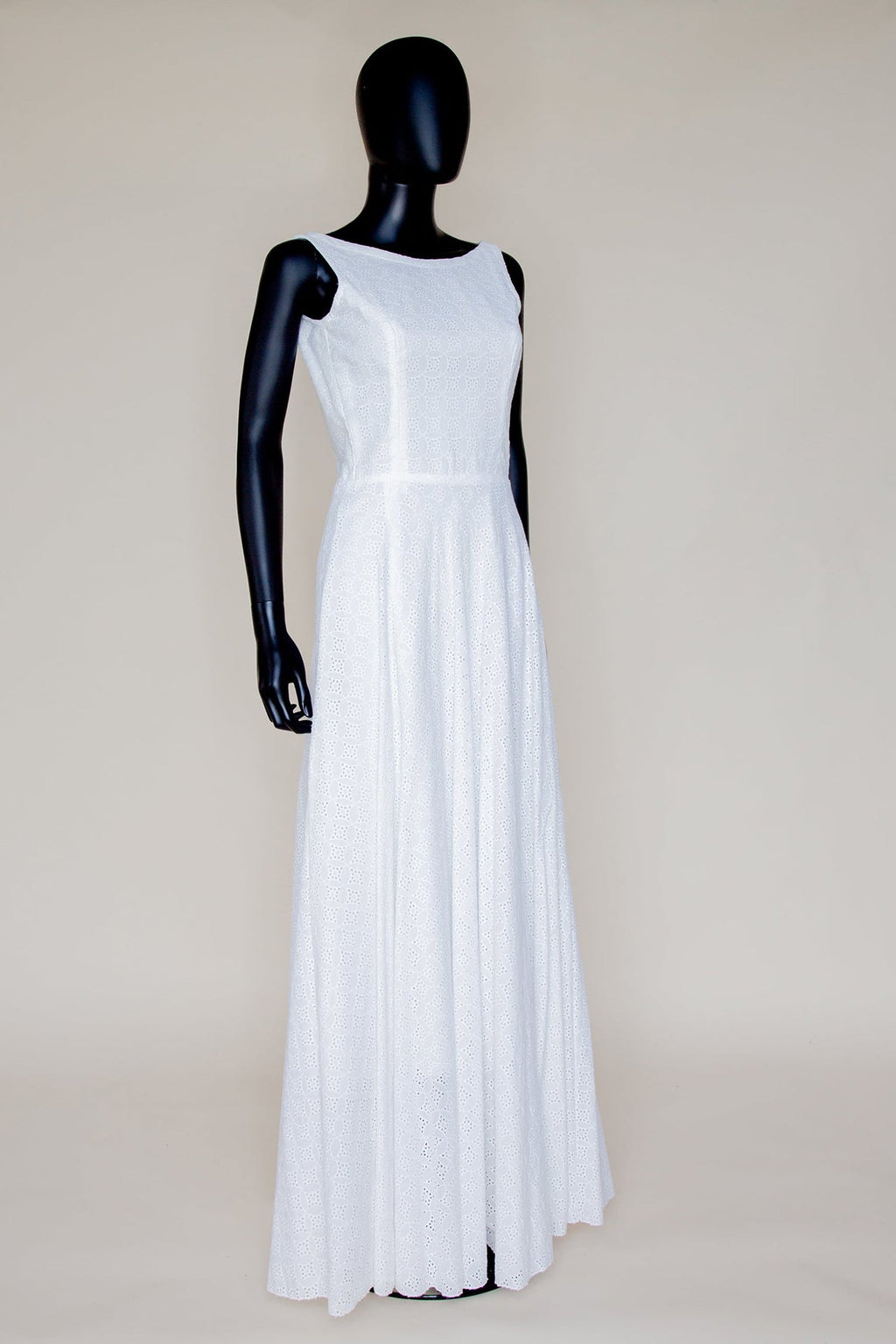 Natalia - Broderie Anglaise White Cotton Maxi Dress