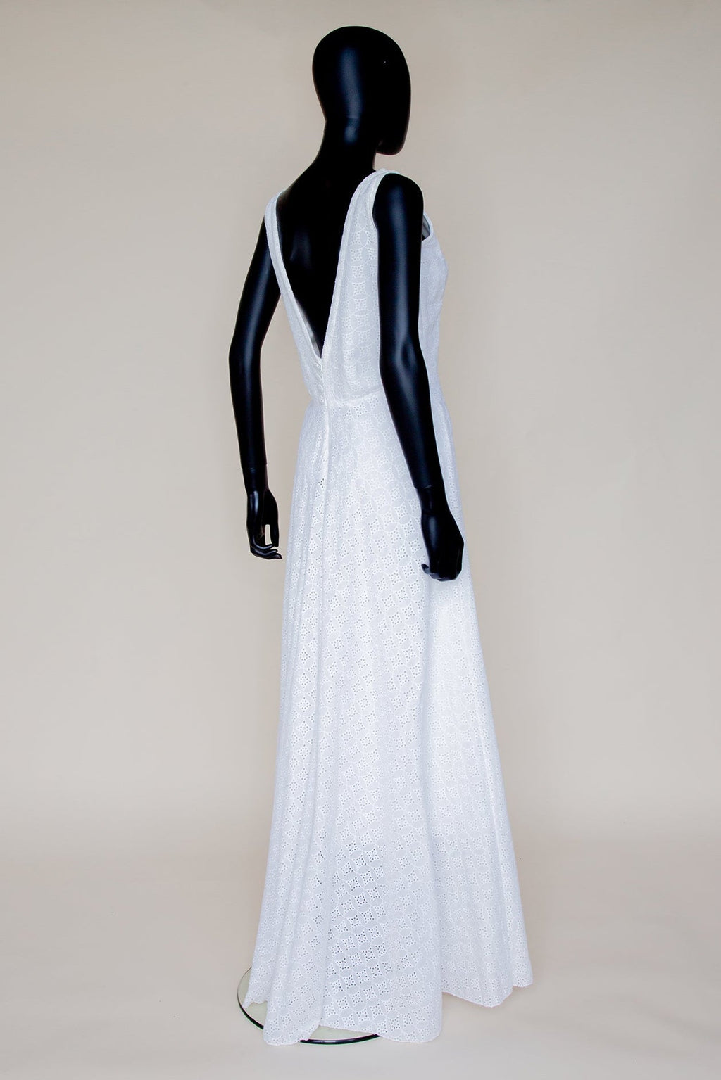Natalia - Broderie Anglaise White Cotton Maxi Dress