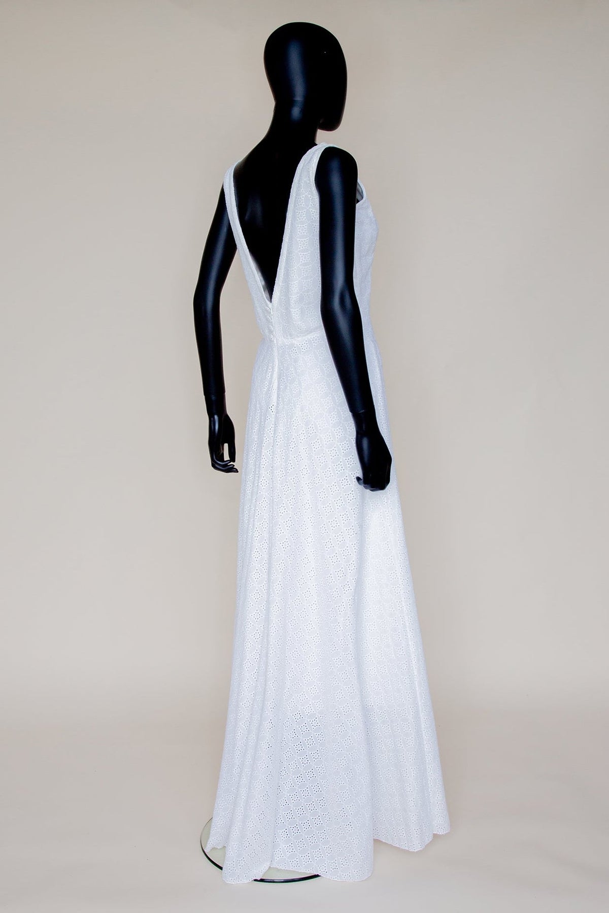 Natalia - Broderie Anglaise White Cotton Maxi Dress